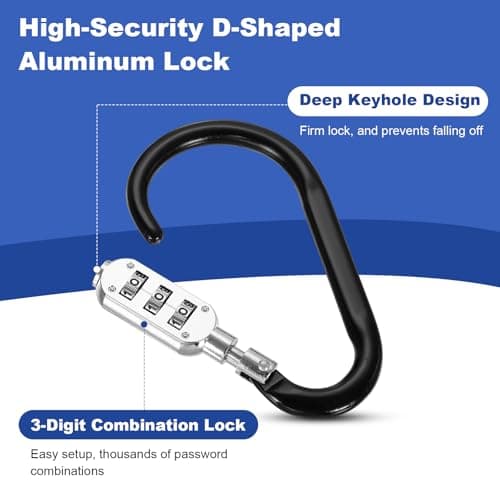 PATIKIL 3 Inch Combination Locks, 2PCS 3 Digit Locking Combination Clip Combo D-Ring Lock for Suitcase Luggage Travel Baggage Backpack Cable Loop Helmet Chain Link, Black — view 4