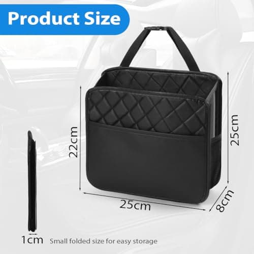 Adiwo Hanging Car Storage Bag, Waterproof Leather Back Seat Organizer, Multifunctional Travel Car Seat Back Bag with Cup Holders, Foldable, Easy to Clean, for Phones, Toys, Snacks,Documents,Premium — view 2