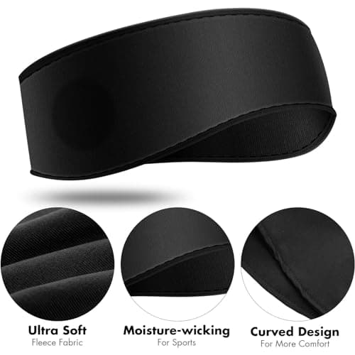 Sleep Headband Headphones, 3.5mm Jack Soft Elastic Headband for Sleep, Air Travel, Meditation with Thin Speakers, The Comfort Sleep Headphone and Classic Exercise Headphone (Black) — view 2