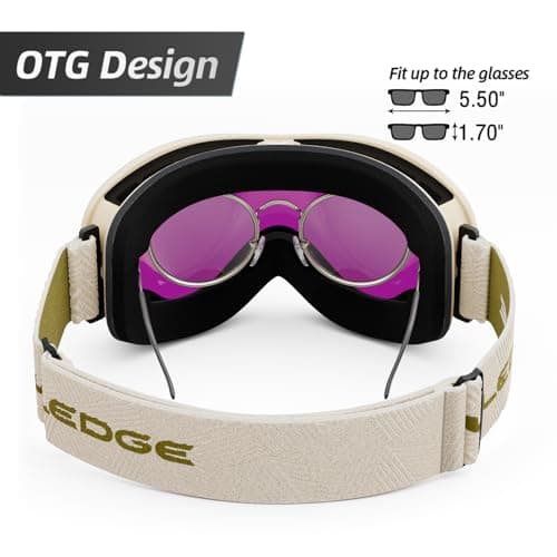 Snowledge Ski Snowboard Goggles with UV400 Protection, Skiing Snowboarding Goggles of Dual Lens with Anti Fog for Men, Women,Helmet Compatible — view 5