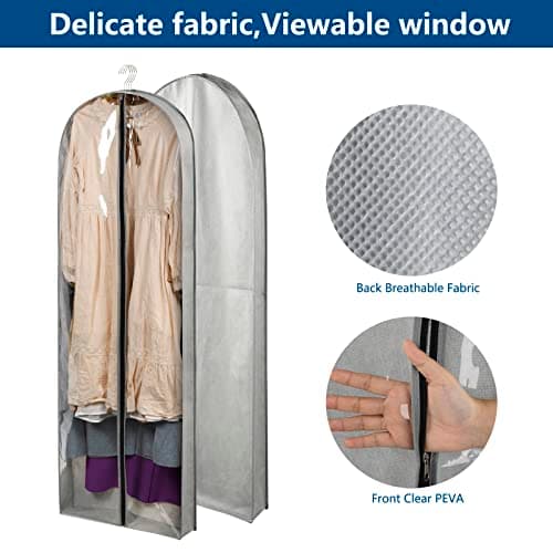 Belinlen 3 Pack 60" Long Garment Bags for Hanging Clothes Dress Cover Bags — view 4