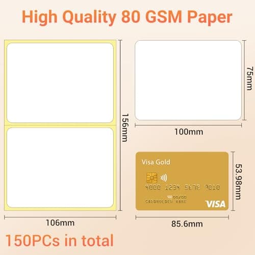 150 Plain Address Labels Stickers 100 x 75mm, Self Adhesive Labels, Large Sticky Label, Postage Shipping Packing Label 4" x 3" for Envelope Storage Post Box Parcel for Thermal Inkjet Ribbon Printer — view 3
