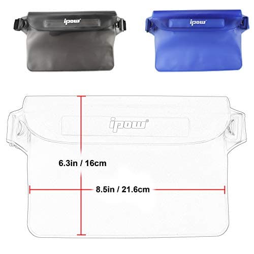 ipow [2 Pack] Waterproof Pouch Bag Case Waist Strap for Beach, Swim, Boating, Kayaking, Hiking, Etc - Protect iPhone, Cellphone, Camera, Cash, Passport, Document from Water, Sand, Snow, Dust and Dirt — view 3