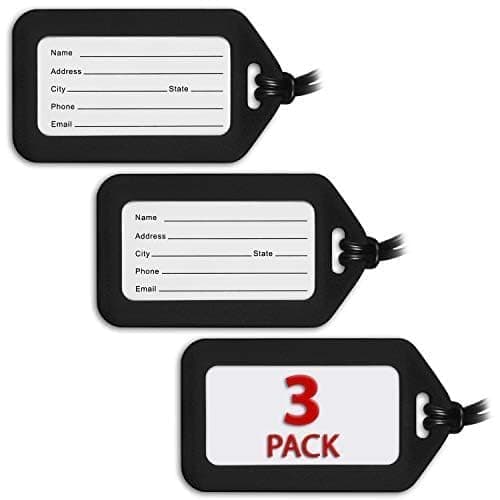 Mifflin - Luggage Tags for Suitcases - Black, 6 PK - TSA Approved Travel Tags for Luggage - Bulk Baggage Identifier - Suitcase Labels for Airline Travel, Backpack & Cruise Accessories