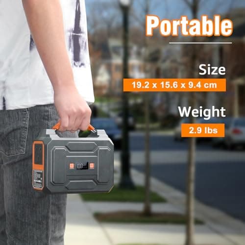 Powkey 100W Portable Power Station 97.68Wh/ 27000mAh,Outdoors,Orange — view 6