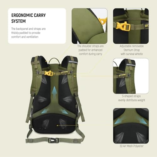 SKYSPER Rucksack 25L Hiking Backpack with Rain Cover, Lightweight Travel Backpack Camping Trekking Daypack for Men Women, Durable Small Rucksack for Outdoor Sports — view 4