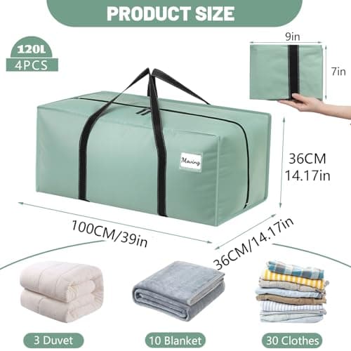 Dntorx 4 Pack 120L Moving Bags and Storage Bags, Large Moving Box with Zip — view 2