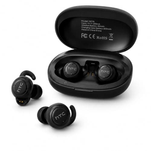HTC NE76 Mini Sleep Earbuds for Side Sleepers, 3g Low-Profile Bluetooth 6.0 Wireless Earphones with AI Translation and USB-C Charging Case, Black