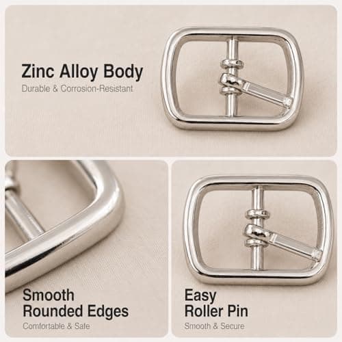 LKTFATD 20 Pcs Metal Classic Buckles, Roller Pin Design Adjustable Replacement Hardware, 20x14mm for DIY Crafts, Clothing, Shoes, Bags, Belts and Handmade Accessories — view 4