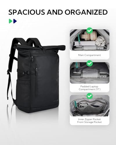 Waterfly Roll Top Backpack Rucksack: Rolltop Water Resistant Daypack — view 4