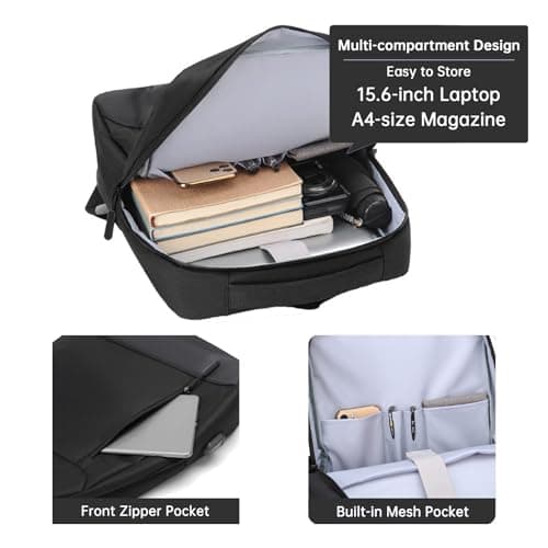 SuperAuriga Laptop Backpack, Business Men's Backpack with USB Charging Port & Lock, Waterproof Travel Backpack, 15.6-inch Business Computer Backpack (Grey) — view 4
