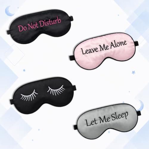 4 Pack Sleep Mask with Funny Embroidery, Soft Eye Cover for Nap, Men Women — view 4