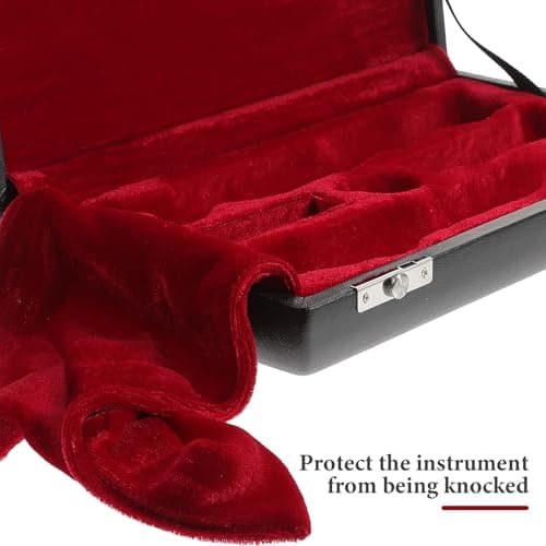 Mikikit Portable Oboe Carrying Case Smooth Surface and Canvas Bag Set with Internal Slot Design Black Wood and Pu Material, High-end Appearance, for Musician Travel and Storage — view 6