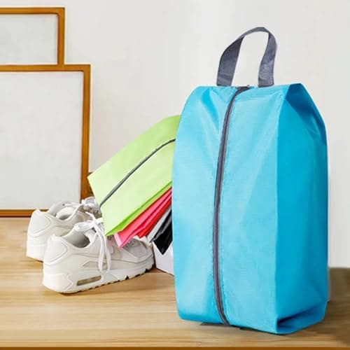 CJWLKJ 6Pcs Multi-Size Travel Shoe Bags Portable Travel Gifts Shoe Organizer with Zipper Closure, Waterproof Nylon Shoe Storage Organizer with Handle Travel Bags for Men and Women, Blue — view 6