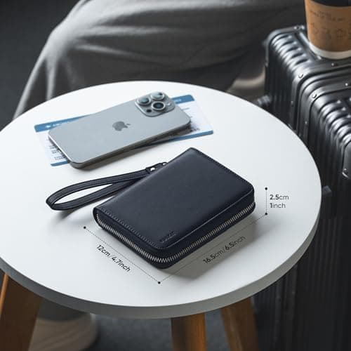 VULKIT Passport Holder Travel Wallet with AirTag Holder RFID Blocking Leather Document Airplane Holiday Essentials Organiser Bag — view 6