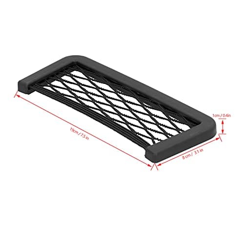 SIXRUN Car Storage Holder，For Mobile Phone Driver License ABS Nylon Mesh Universal Interior Organizer Black Adhesive Mount Small Items Gadget Auto Accessory (Small Size) — view 2
