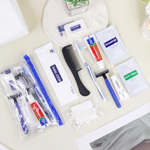 SLequipo Basic Toiletry Kits, Individually Packed, Personal Hygiene Bulk Homeless Care Package Supplies, Blue, Pack of 50 — view 6