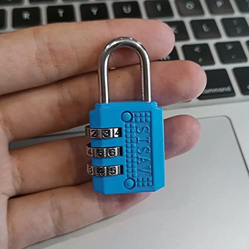 SISAV 3 Digit Combination Lock,Gym Padlock,Outdoor Padlock,Suitable for School Lockers,Tool Boxes,Travel Backpack,Hasp(Blue 1pack) — view 4