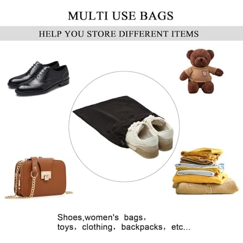 4 Pcs 45 x 35 cm Travel Shoe Bags for Packing with Drawstring,Black — view 4