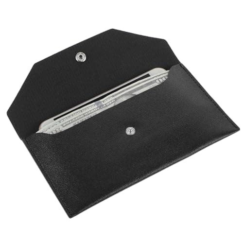 Cash Envelope Wallet, PU Leather Money Envelopes for Cash Waterproof Reusable Money Wallet for Travel Budgeting Wedding Birthday Graduation Holidays(Black)