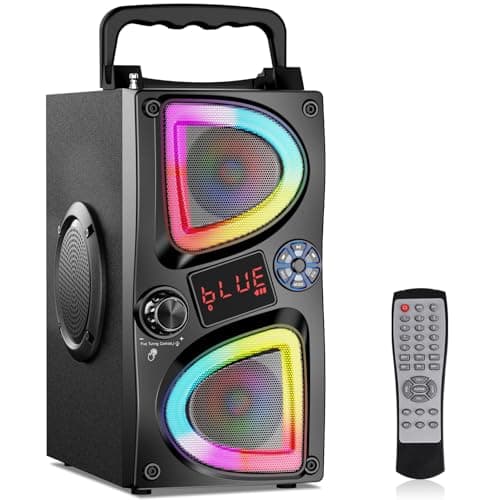 SUPNIU Bluetooth Speaker, 60W(Peak) Wireless Portable Small Home Party Speakers with Double Subwoofer Deep Bass, Radio, Lights, 80dB Loud Stereo Sound Boombox for Outdoor Camping Gifts