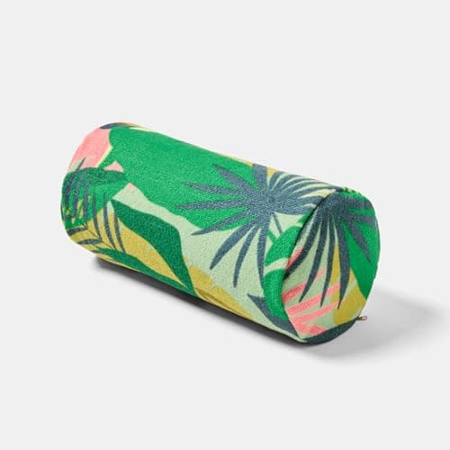 OHS Sun Lounger Cushion, Lightweight Compact Inflatable Pillow with Microfibre Cover Bolster Cushion Back Support Trave Pillow Outdoor Cushions Poolside Beach Accessories, Palm Green — view 5