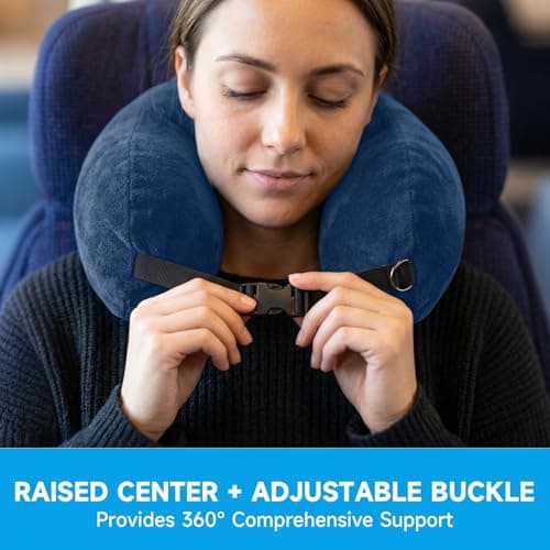 Stuffable Neck Pillow for Travel, Raised Neck Support Travel Pillow Stuffable with Clothes for Extra Luggage Space, Adjustable Strap, Relax with Soft Head Support for Airplane, Camping, Train, Hiking — view 5