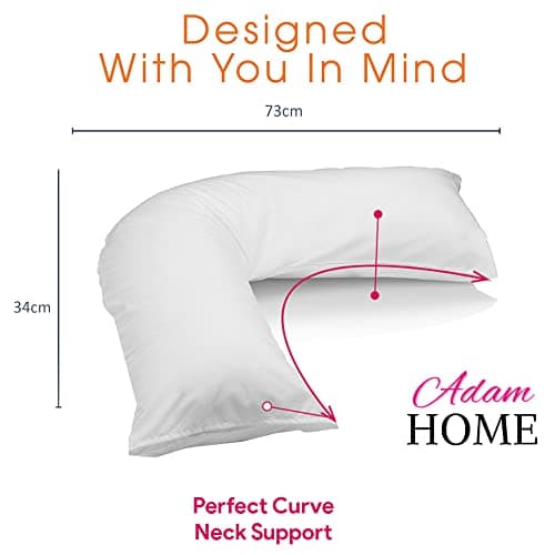 Adam Home V Pillow with Pillowcase Extra Filled Hollow Fiber for Neck Support, Orthopedic, Maternity Pregnancy & Nursing Super Soft & Comfortable V shaped Pillows with Pillowcase — view 2