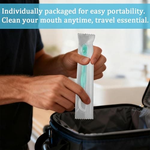 24 Pcs Disposable Toothbrush, Mini Toothbrush and Toothpaste, Portable Travel Toothbrushes, Individually Wrapped Dental Hygiene Kit for Long Flights, Camping, and Office Commuting — view 6