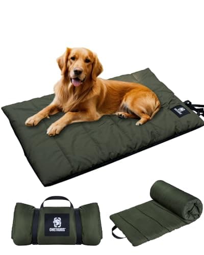 OneTigris Dog Bed Travel 43 * 27.5 Inch, Portable Dog Bed Camping for Washable Durable Oxford Portable Sleeping Mats for Car Crate Sofa also For Indoor Outdoor Camping Travel Green (M)