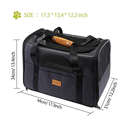 Morpilot Cat Carrier - Airline Approved, Top Opening Portable Dog Bag with Breathable Mesh/Removable Mat, Adjustable Shoulder Strap & Bowl, Foldable Travel Cage, M, Grey (Max 7kg) — view 2