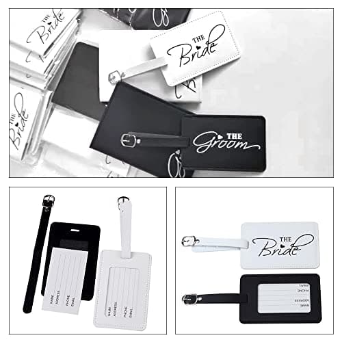 2 Pcs Mr and Mrs Luggage Tags Set, Bride and Groom Gifts, PU Leather — view 6