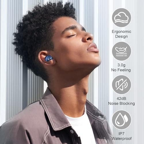 Wireless Earbuds with Smart Touch Screen, 2026 Mini Sleep Earbuds Bluetooth 5.4 Headphone In Ear with Noise Cancelling Mic, 48Hrs Playtime Hi-Fi Stereo Sound, 5 EQ Modes/IP7 Waterproof Ear Buds Blue — view 6