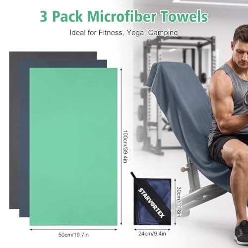 Starvortex 3 Pack Microfibre Towel, Lightweight and Quick Dry Gym Towel — view 2