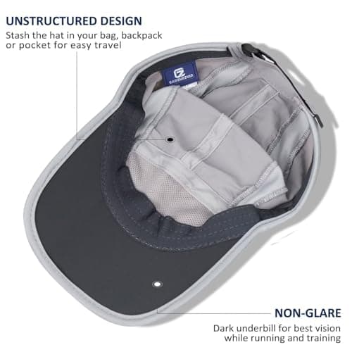 GADIEMKENSD UPF50+ Quick Dry Sports Hat Lightweight Breathable Soft Outdoor Running Cap (Folding Series, Light Grey) — view 4