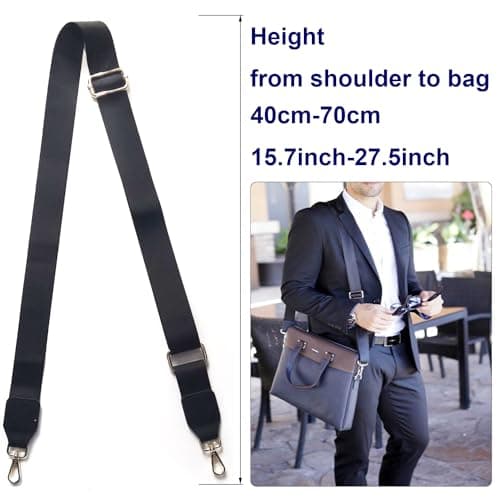 Xundefeng 2 inch Wide 59" L Adjustable Replacement Bag Straps Crossbody Shoulder Strap for Handbags Camera Duffle Messenger Laptop Bags - Black Belt,Gold Hardware — view 5