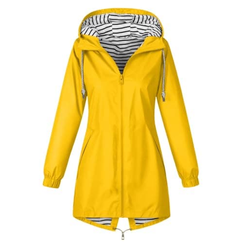 Women's Rain Jacket Lightweight Hooded Long Rain Coat Full Zipper Waterproof Jacket Ladies Packable Functional Jacket Windbreaker Breathable Active Outdoor Coats — view 4