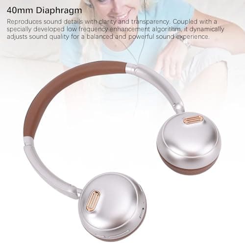 LUCKDANO Bluetooth Headphones Over Retro Bluetooth 5.4 Over Ear Headphones Wireless Headset Noise Canceling with Lossless Sound & Lightweight Comfort for Travel, Matte Texture Brown (Brown) — view 3