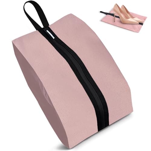 Shoe Bags for Travel, Waterproof Oxford Fabric, Zippered Shoe Storage Organiser with Handle, Lightweight Dustproof Shoe Pouch for Trainers, Gym, Business Trip, 16.5 x 9.8 Inches (Shoe Bag Pink)
