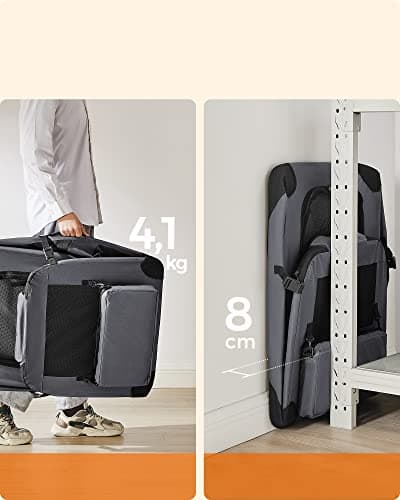 Feandrea Foldable Pet Carrier Bag, Portable Dog Travel Crate, Soft Sided Dog Cat Pet Travel Carrier Large Dog Crate for Car with Breathable Mesh and Storage Pockets, 81 x 58 x 58 cm, Grey PDC008G01 — view 3