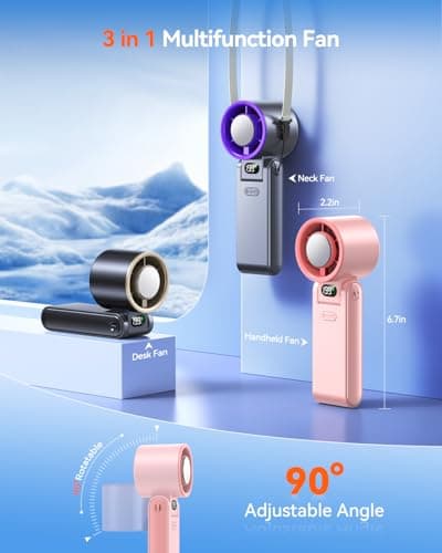 Fanseesy Portable Handheld Turbo Fan with Ice Cooler, 199 Speed Personal Fan,5500mAh Rechargeable,20H Cooling Time,20000 RPM Powerful Silent Motor, Summer Essential for Travel/Outdoor/Office,Pink — view 6