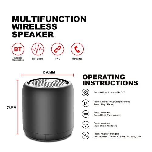 STFMHEZ Portable Wireless Bluetooth Speaker, Mini Bluetooth 5.0 Speakers Outdoor Speaker with HD Stereo HiFi Bass, 1200mAh Battery, 24 Hour Playtime, IPX4 Waterproof Speaker for Shower, Travel, Sport — view 2