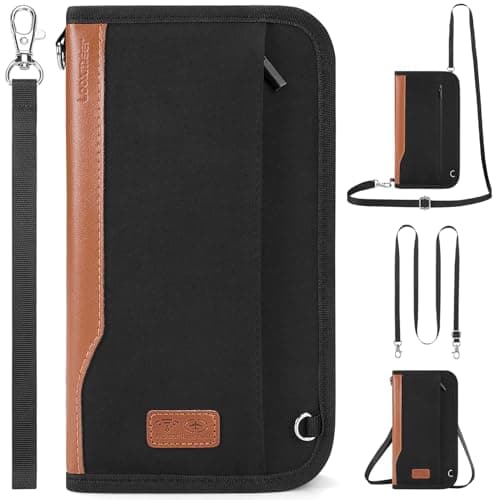 Looxmeer Passport Holder, RFID Blocking Family Travel Wallet with 2 Straps