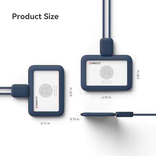 SANTLET Lanyards for ID Badges Holder, Soft Silicone, Retractable Cord — view 2