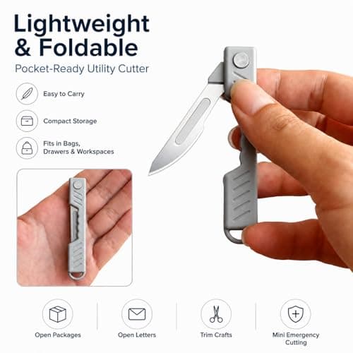 VBK Mini Folding Scalpel, Multitool EDC Pocket Tool with 10 Replaceable, Box Opener Craft Tool for Daily Use DIY, Everyday Carry Pocket Knife for Outdoor Camping Hiking Unpacking — view 5