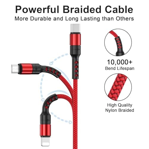 RAVIAD Multi Charger Cable, 3 in 1 Charger Cable 3A USB Fast Charging Cord — view 5