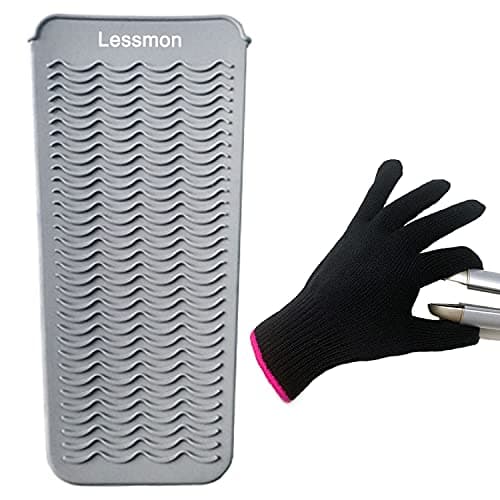 Lessmon Heat Resistant Mat Pouch with Glove for Styling Tools, Gray