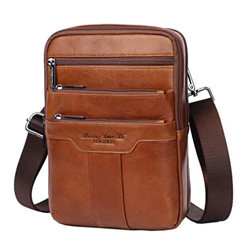Xieben Vintage Leather Shoulder Messenger Bag for Men Travel Business Crossbody Pack Wallet Satchel Sling Chest Bags Brown — view 2