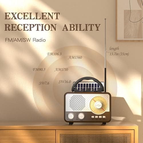 Radio AM FM SW,Portable Retro Bluetooth Speaker Small Vintage Solar Radio — view 3