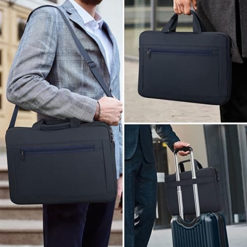 HEDUGO Laptop Bag Case 15.6 16 17 Inch Waterproof Computer Sleeve Messenger Bag with Adjustable Shoulder Strap Unisex Briefcase Carry Case for Work School Travel,Fit 15.6 to 17 Inch Laptops — view 2